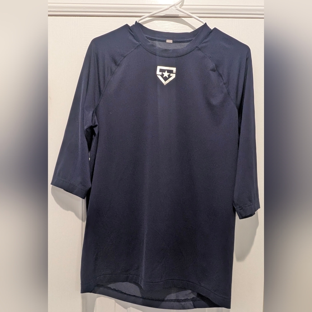 Under Armour Men's Dark Blue 3/4 Sleeve Baseball Shirt Stretch Wicking